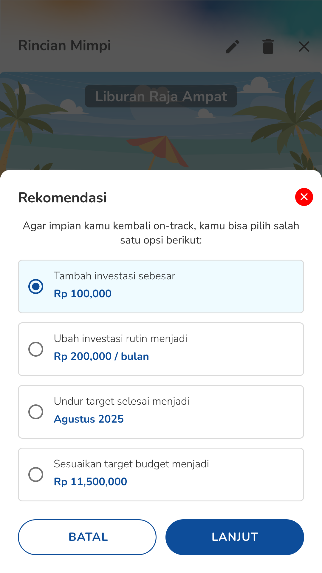 rekomendasi saat portofolio mimpi off track