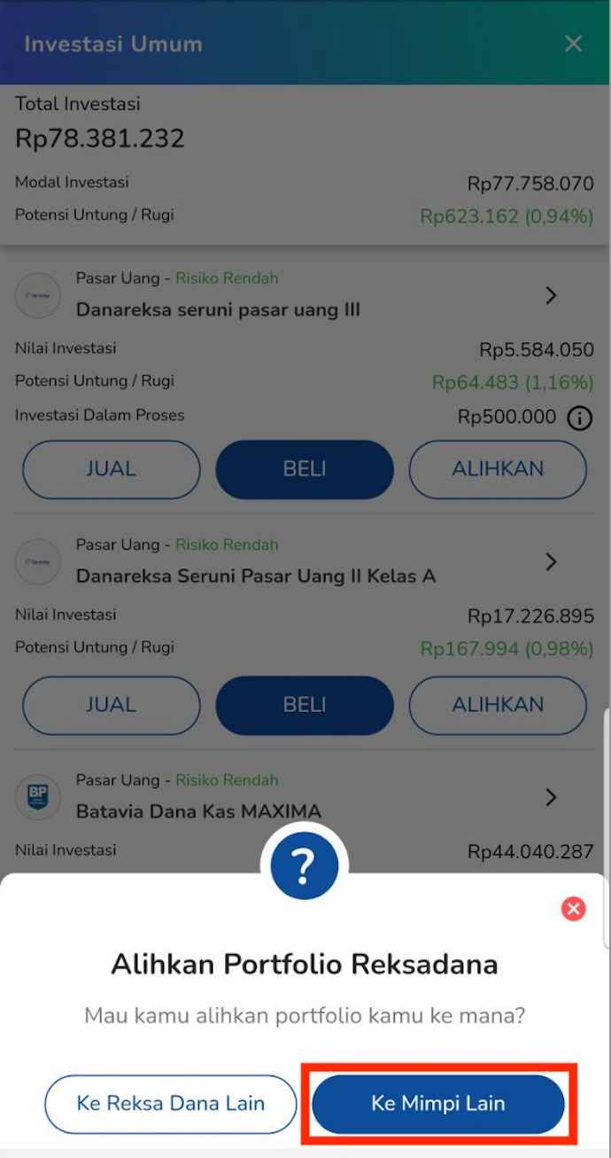 klik alihkan ke mimpi lain