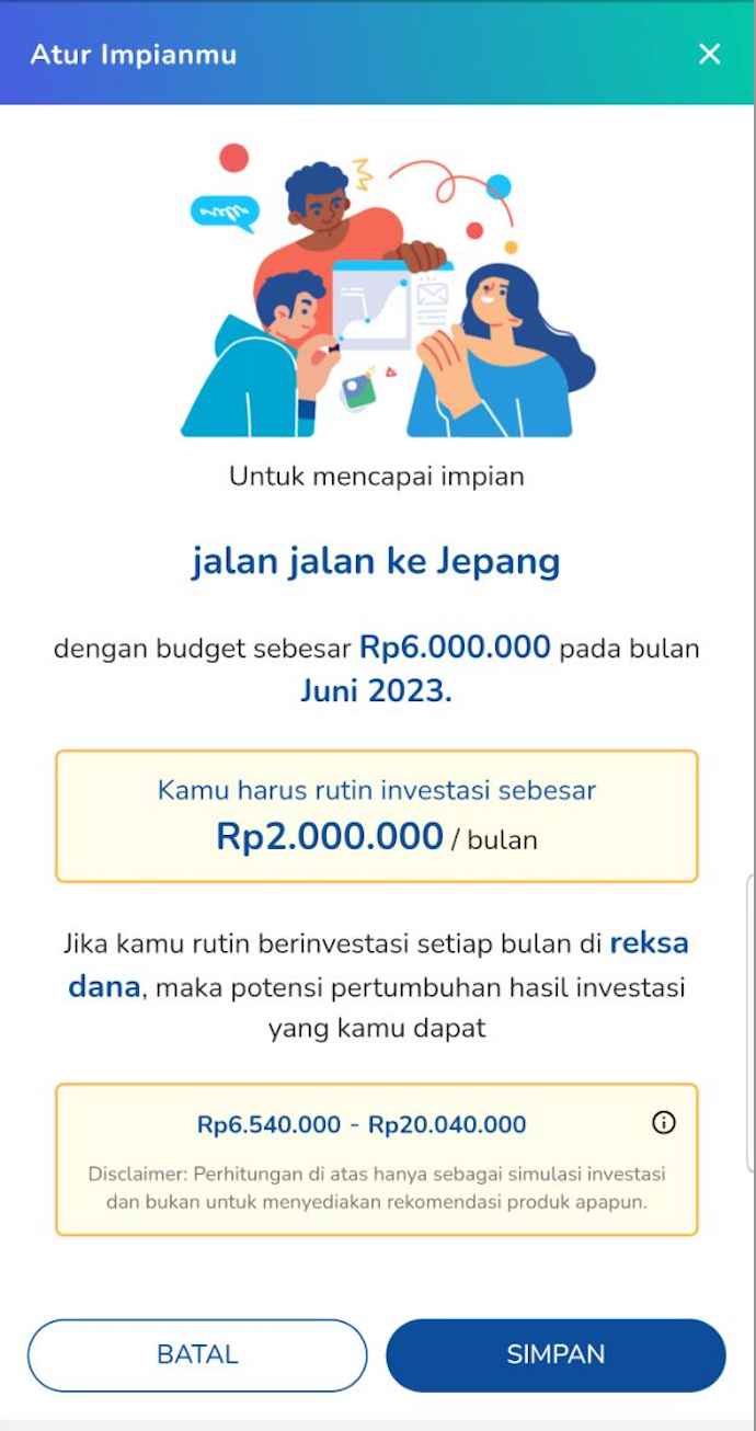 estimasi waktu tercapainya target dana