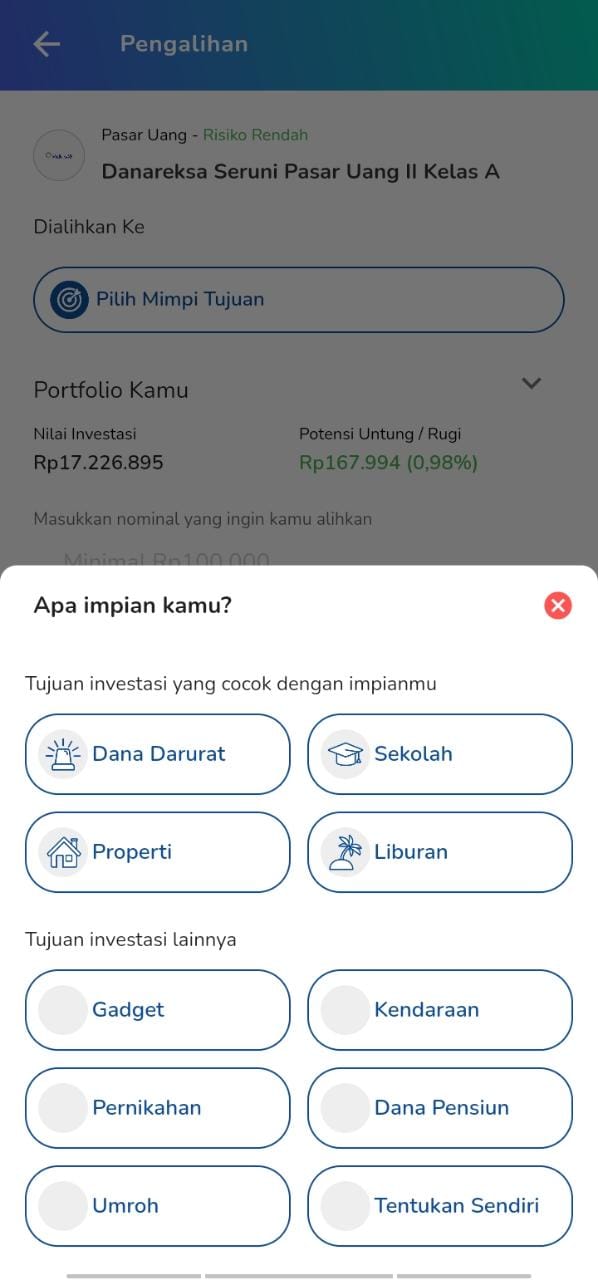 pilih mimpi yang ingin kamu capai