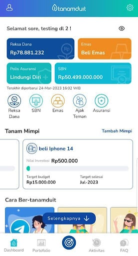 transaksi nabung reksa dana di tanam mimpi beli hp berhasil 