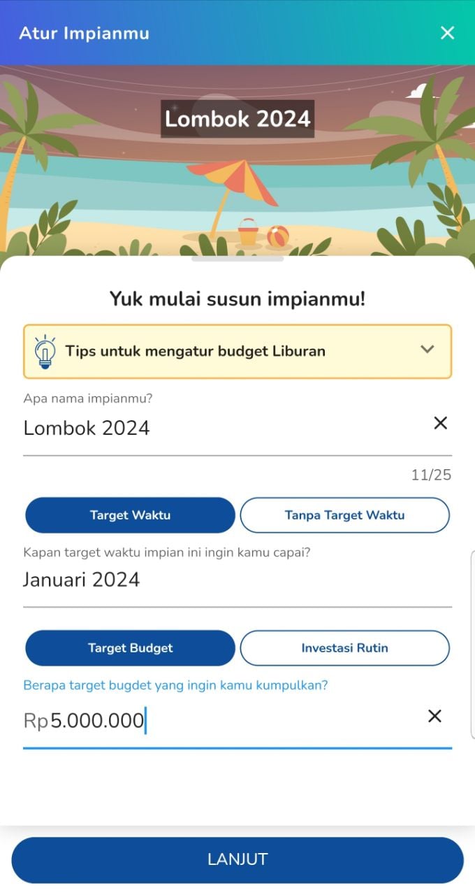 ada target waktu dan budget