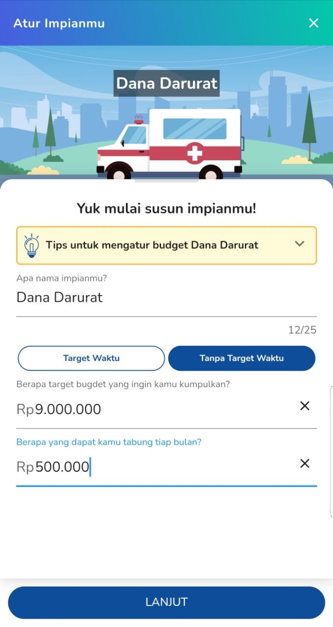 masukkan nominal investasi yang ingin dicapai