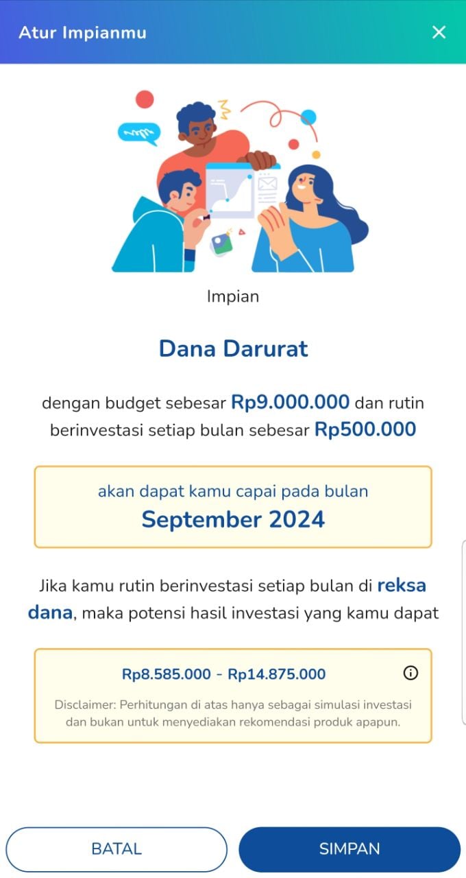 estimasi waktu tercapainya target dana