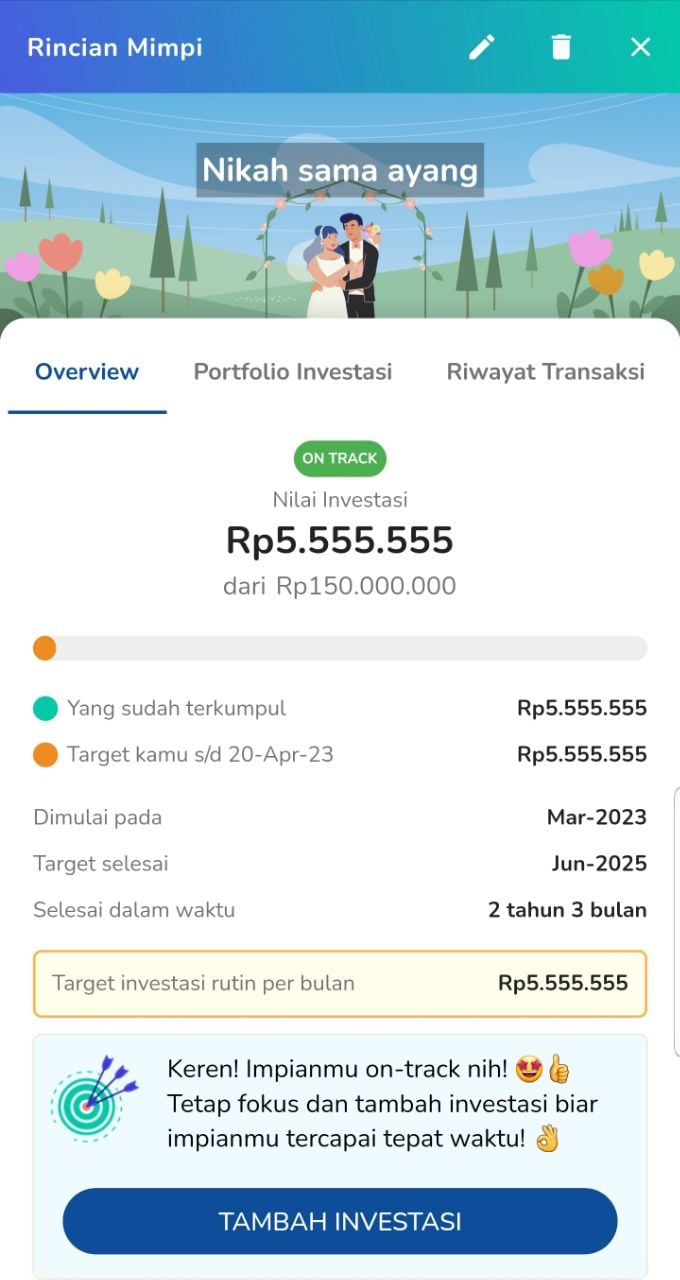 tampilan portofolio mimpi 