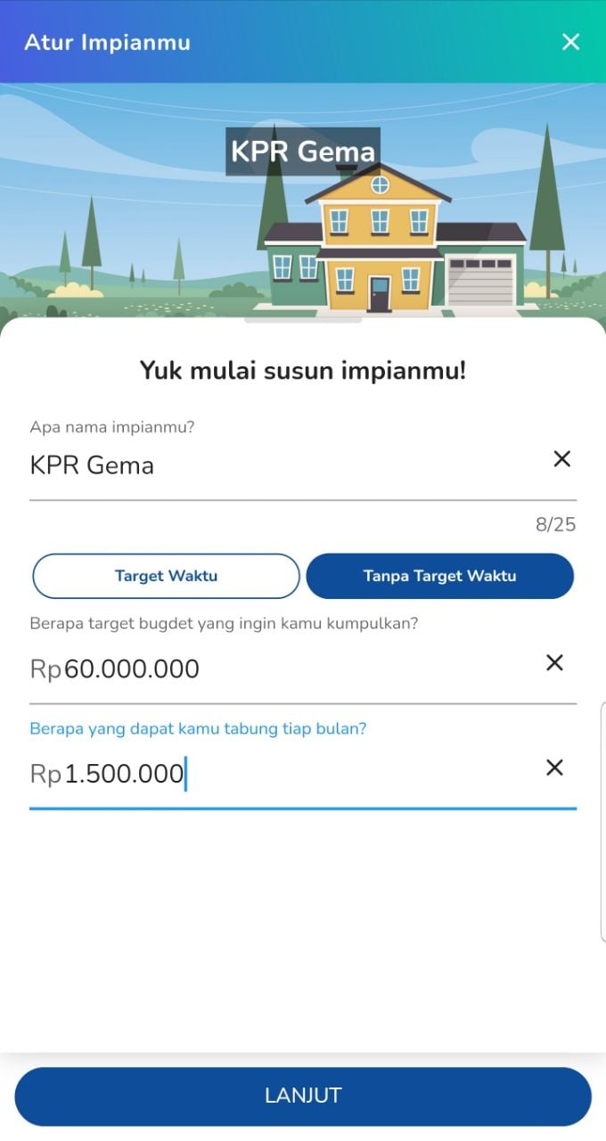 masukkan target DP rumah yang ingin dicapai