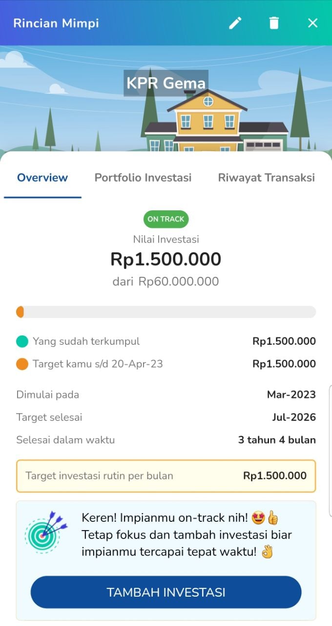 tampilan portofolio mimpi beli rumah