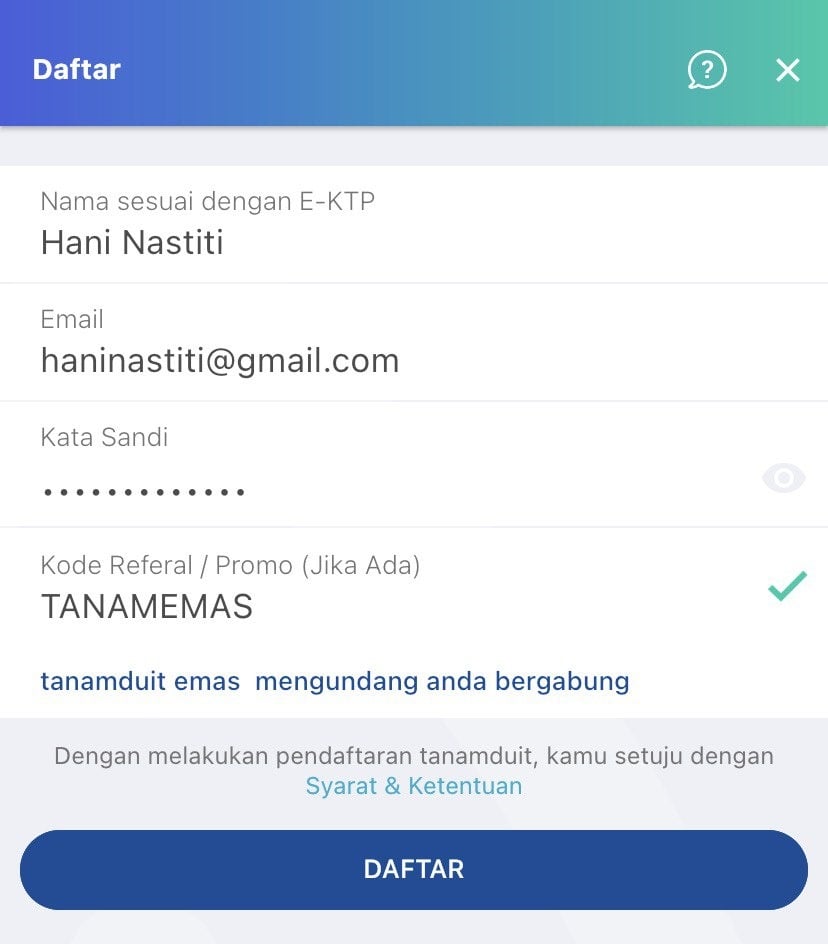 cara investasi emas-registrasi