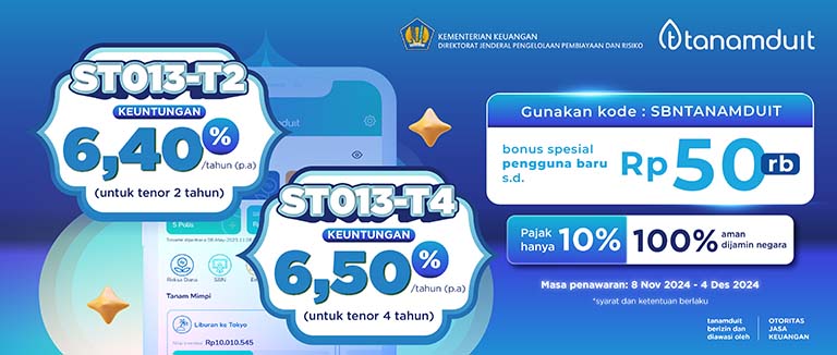Investasi Perdana SBN ST013 di tanamduit