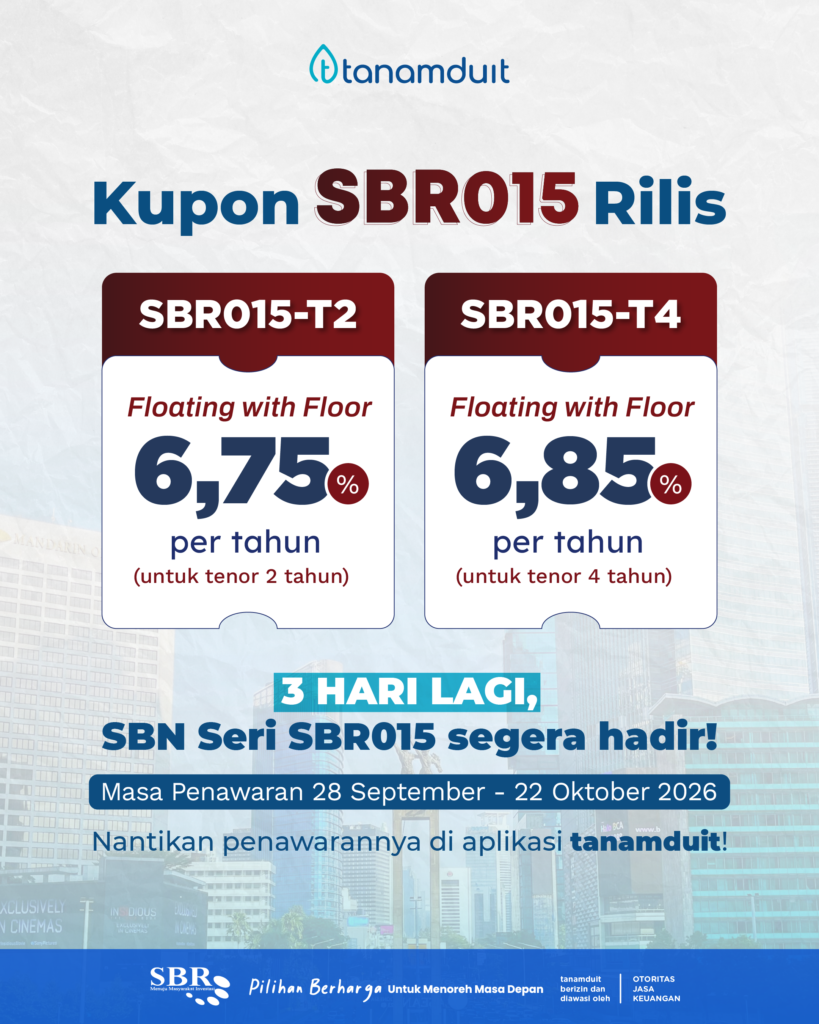 Kupon SBR015-T2 6,75% dan SBR015-T4 6,85% per tahun dengan penawaran 28 September–22 Oktober 2026.
