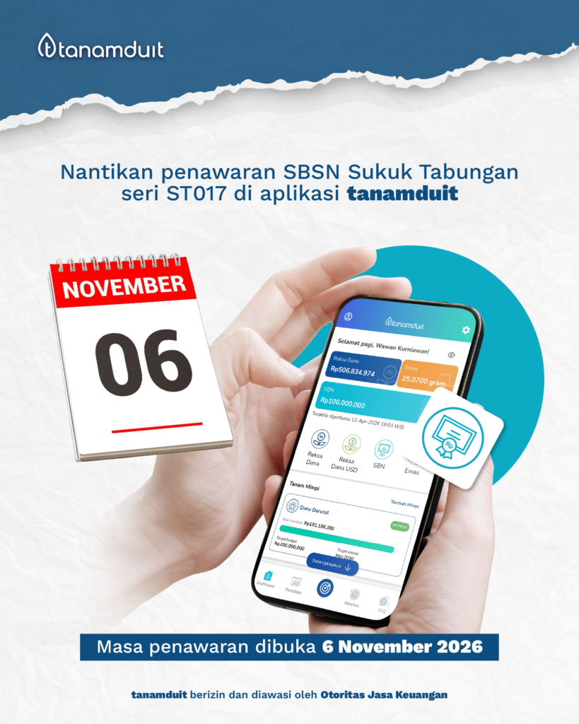 Pesan Sukuk Tabungan ST017 di aplikasi tanamduit mulai 6 November 2026